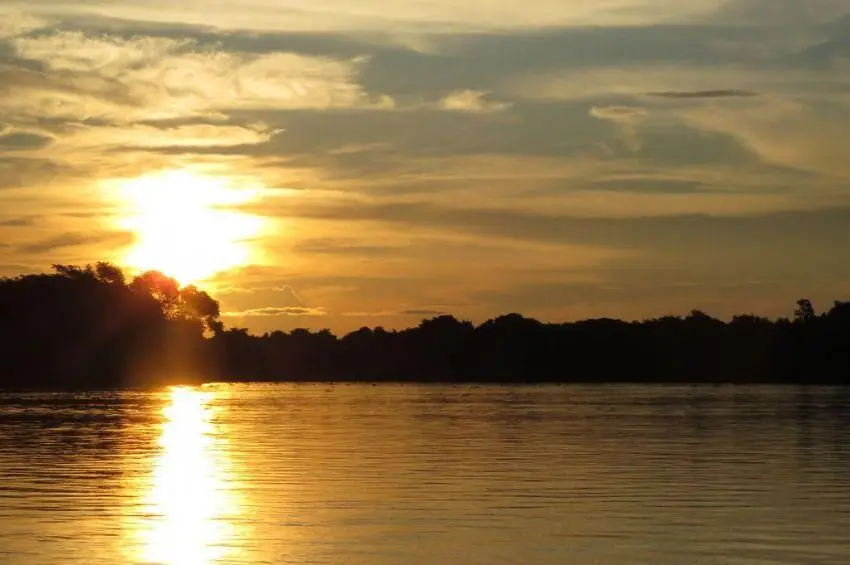 Sunset over a river in the Pantanal